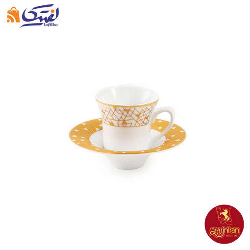 سرویس چای خوری چینی زرین شهرزاد طرح ژئومتریکال طلایی 12 پارچه