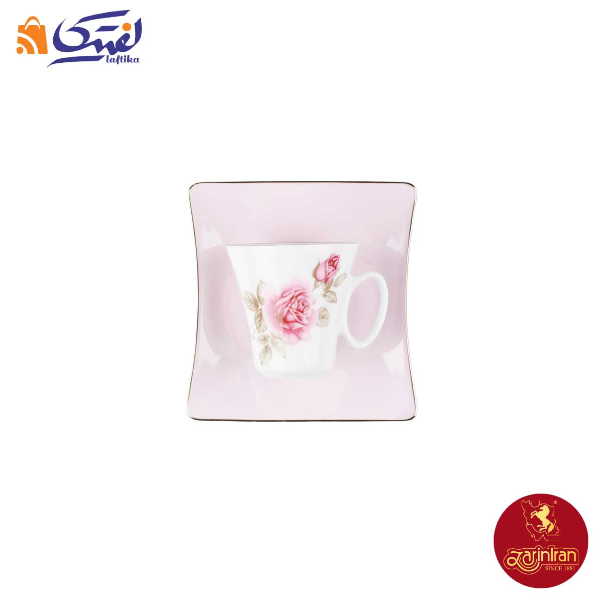 قیمت چینی زرین سرویس 12 پارچه چای خوری وینچی طرح رزفلاور پلاتینی