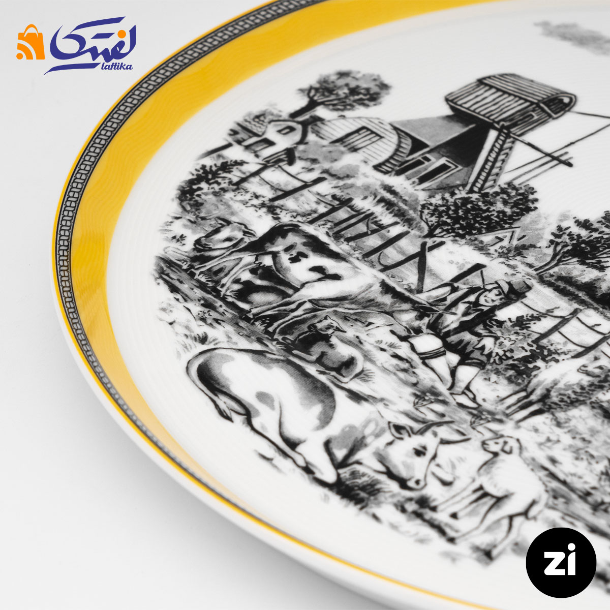 بشقاب تخت چینی زرین Zi فرم اس ویلیج سایز 33