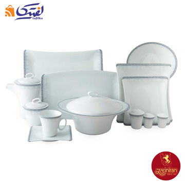 سرویس چینی زرین وینچی طرح وایت رز 12 نفره 97 پارچه