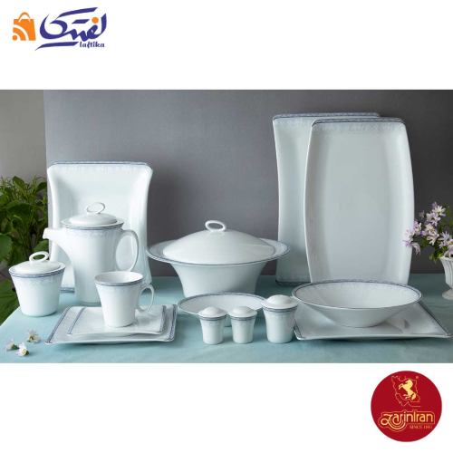 سرویس چینی زرین وینچی طرح وایت رز 12 نفره 97 پارچه