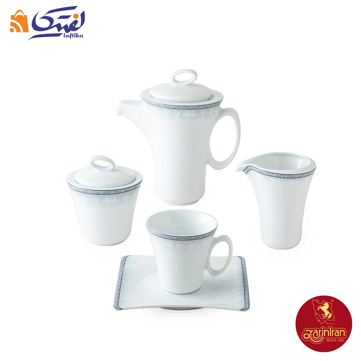 سرویس چینی زرین وینچی طرح وایت رز 12 نفره 97 پارچه