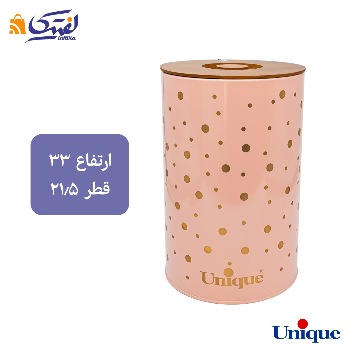 سرویس 12 پارچه فانتزی صورتی خالدار طلا درب بامبو یونیک UN-8043