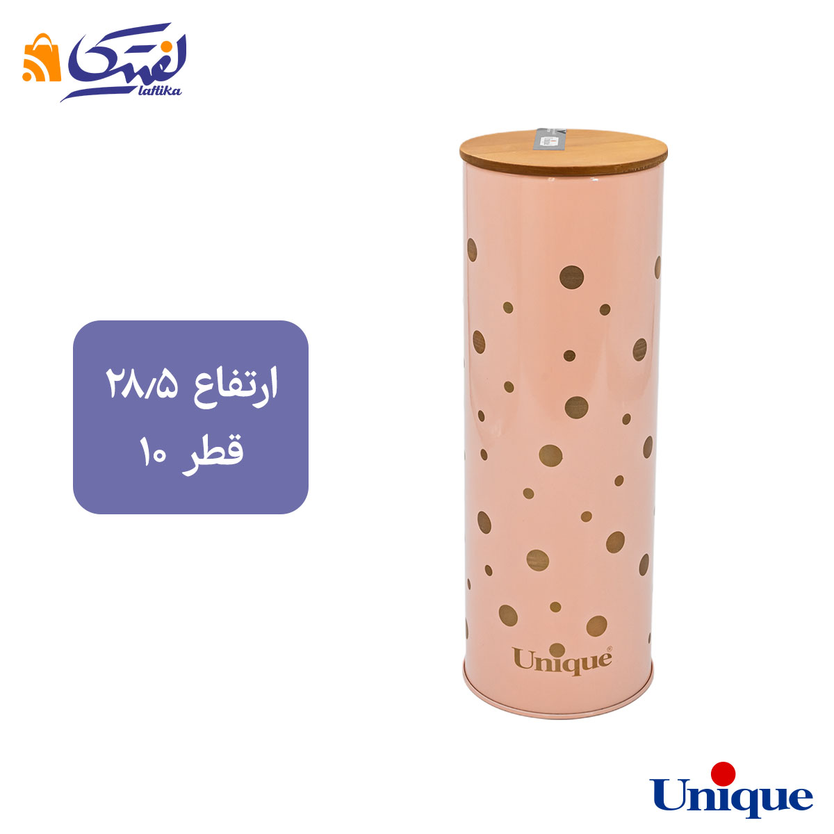 سرویس 12 پارچه فانتزی صورتی خالدار طلا درب بامبو یونیک UN-8043