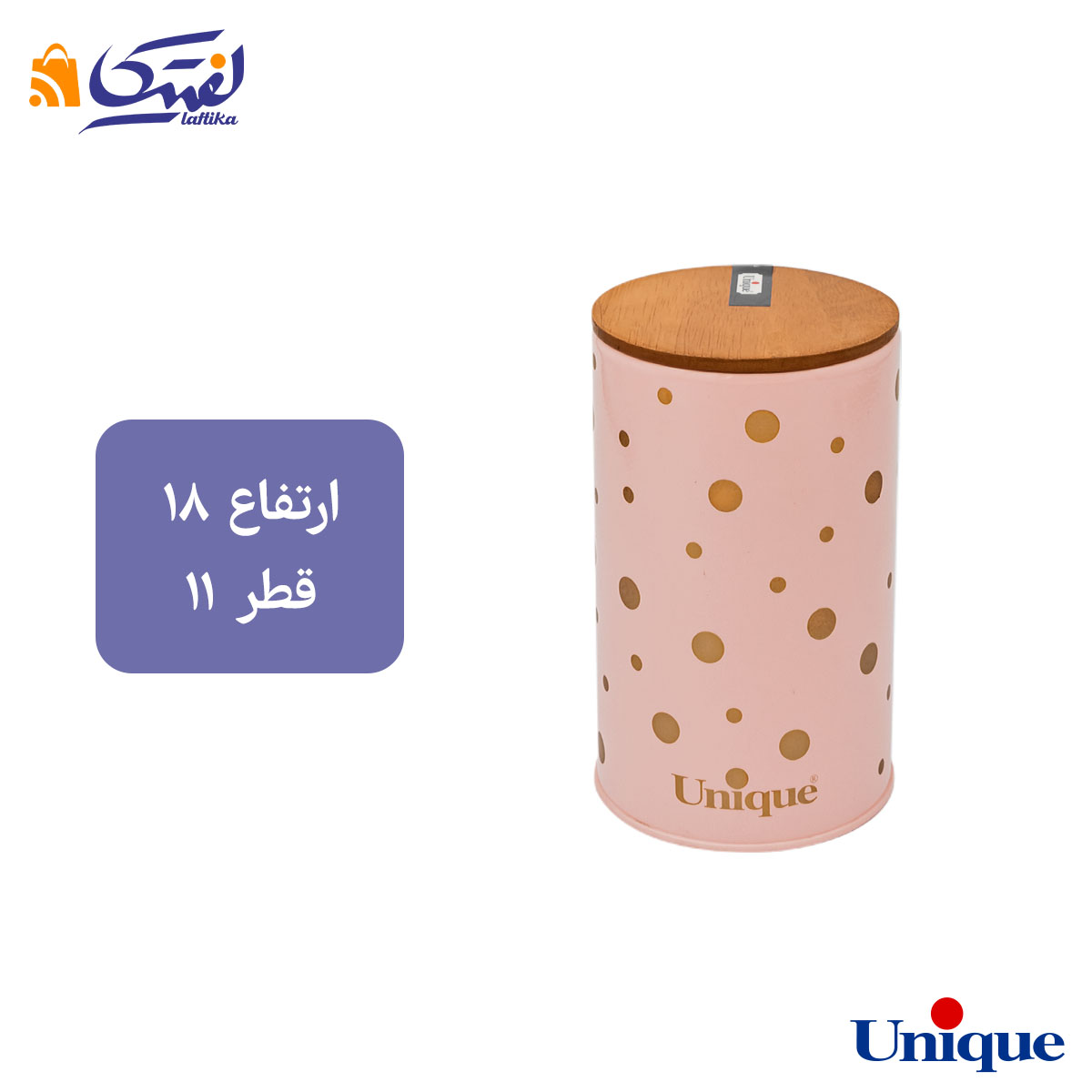 سرویس 12 پارچه فانتزی صورتی خالدار طلا درب بامبو یونیک UN-8043