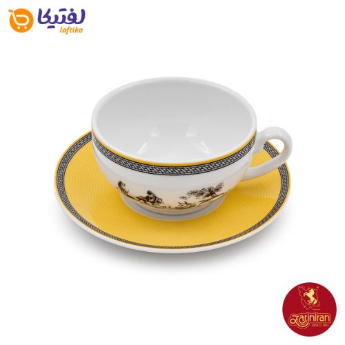فنجان و نعلبکی کاپوچینو، لاته چینی زرین طرح ویلیج