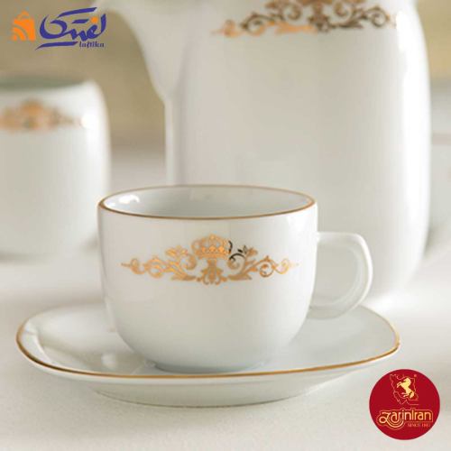 فنجان و نعلبکی چینی زرین کواترو طرح کوئین طلایی 2 پارچه