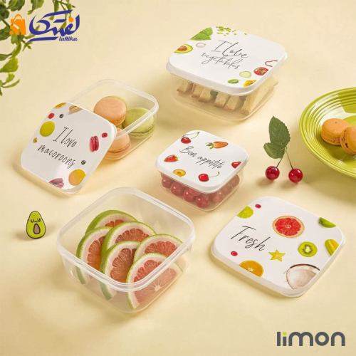 ست ظرف غذا لیمون مربع چاپدار 2231