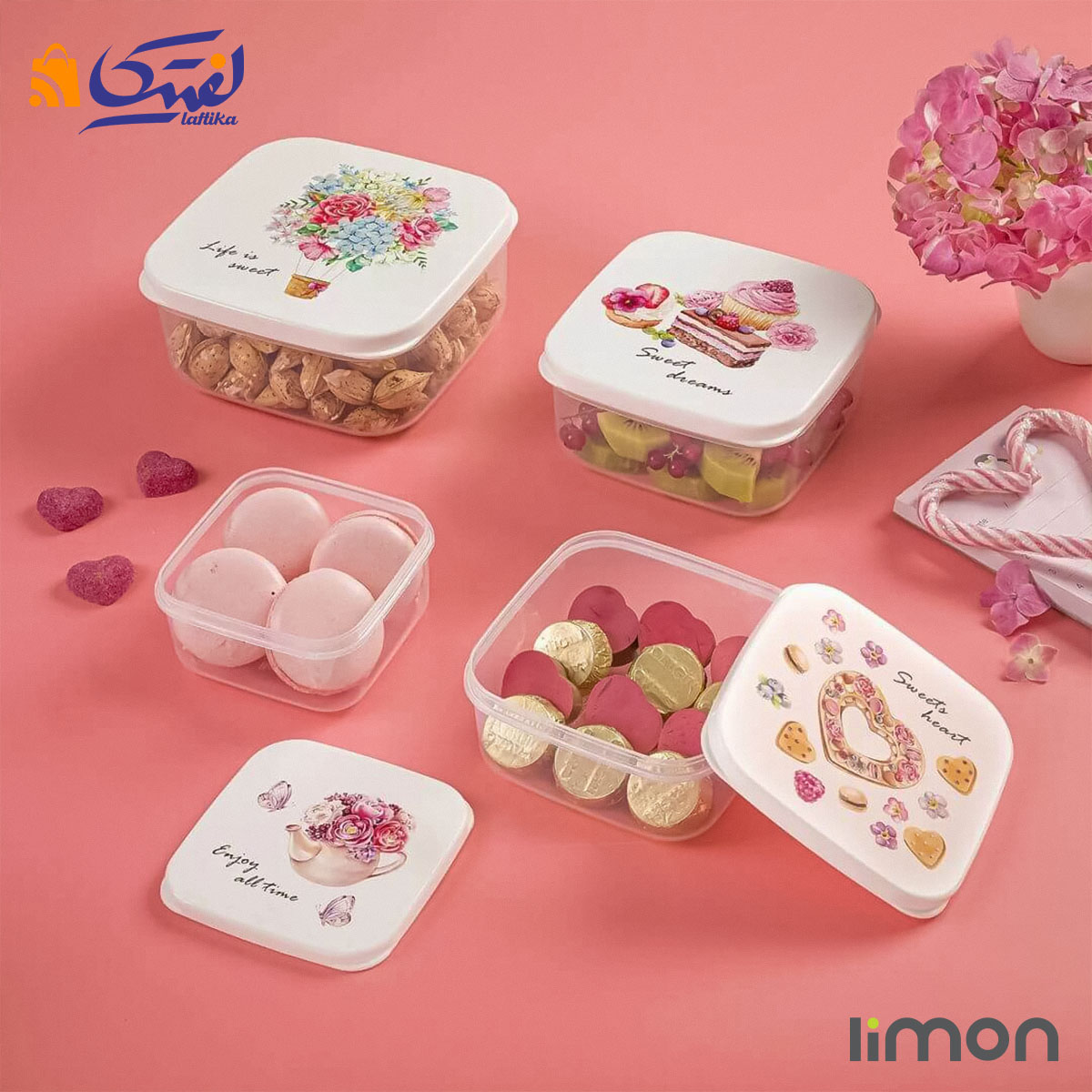 ست ظرف غذا لیمون مربع چاپدار 2231