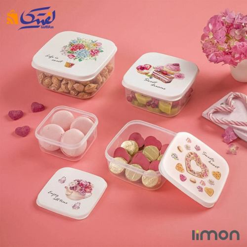 ست ظرف غذا لیمون مربع چاپدار 2231
