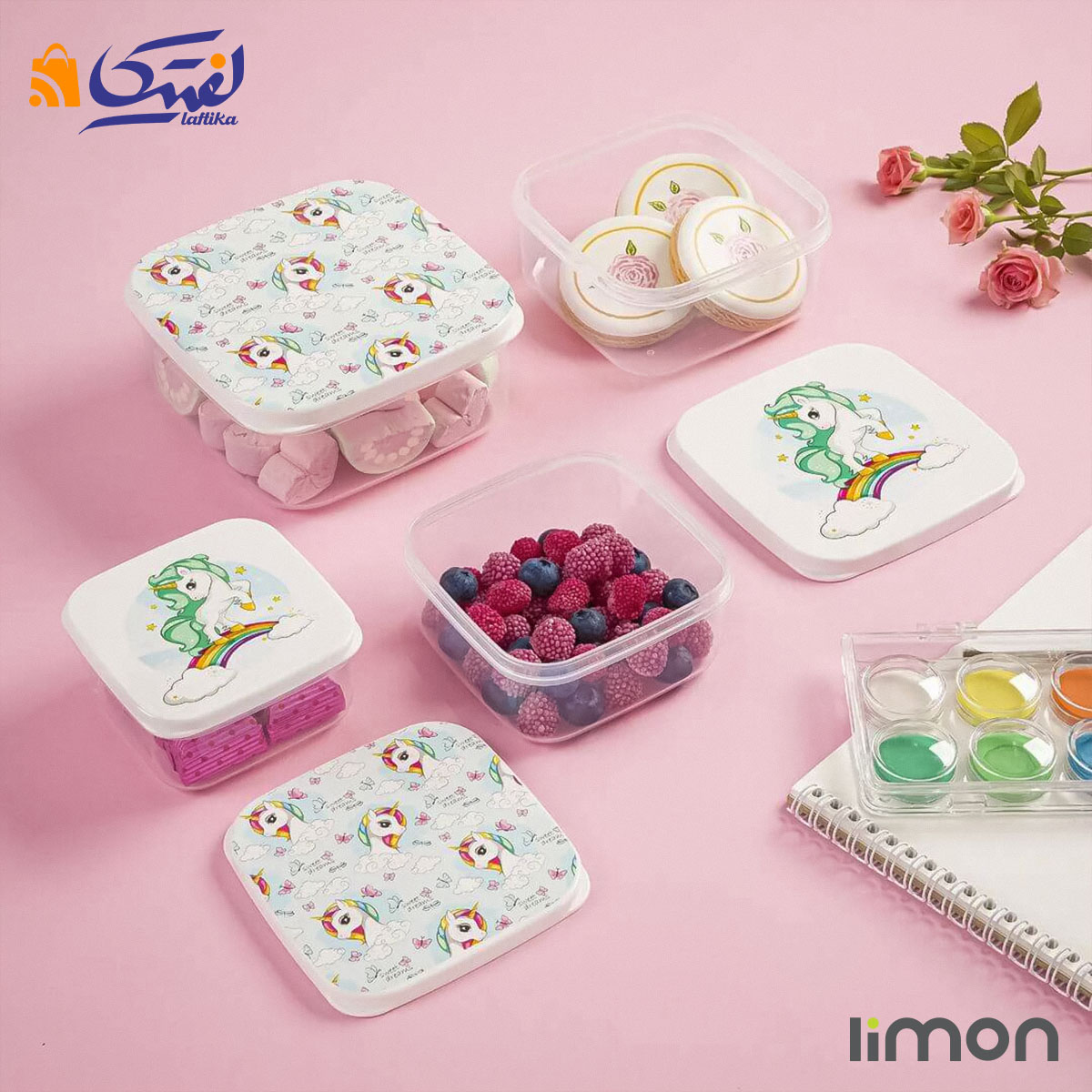 ست ظرف غذا لیمون مربع چاپدار 2231