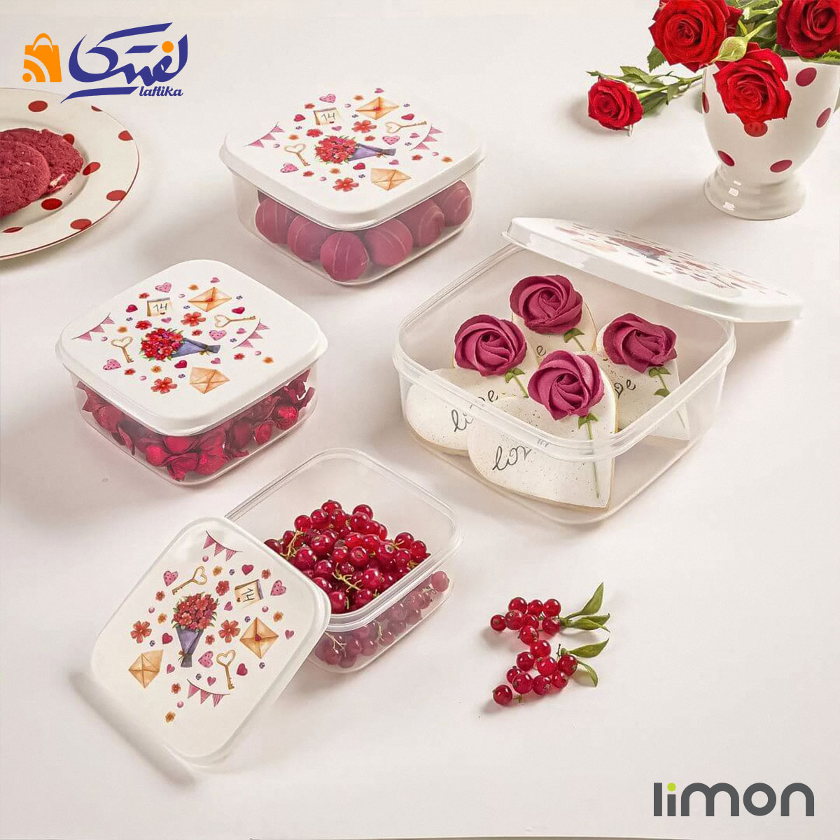 ست ظرف غذا لیمون مربع چاپدار 2231