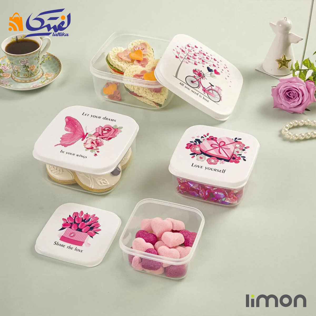 ست ظرف غذا لیمون مربع چاپدار 2231