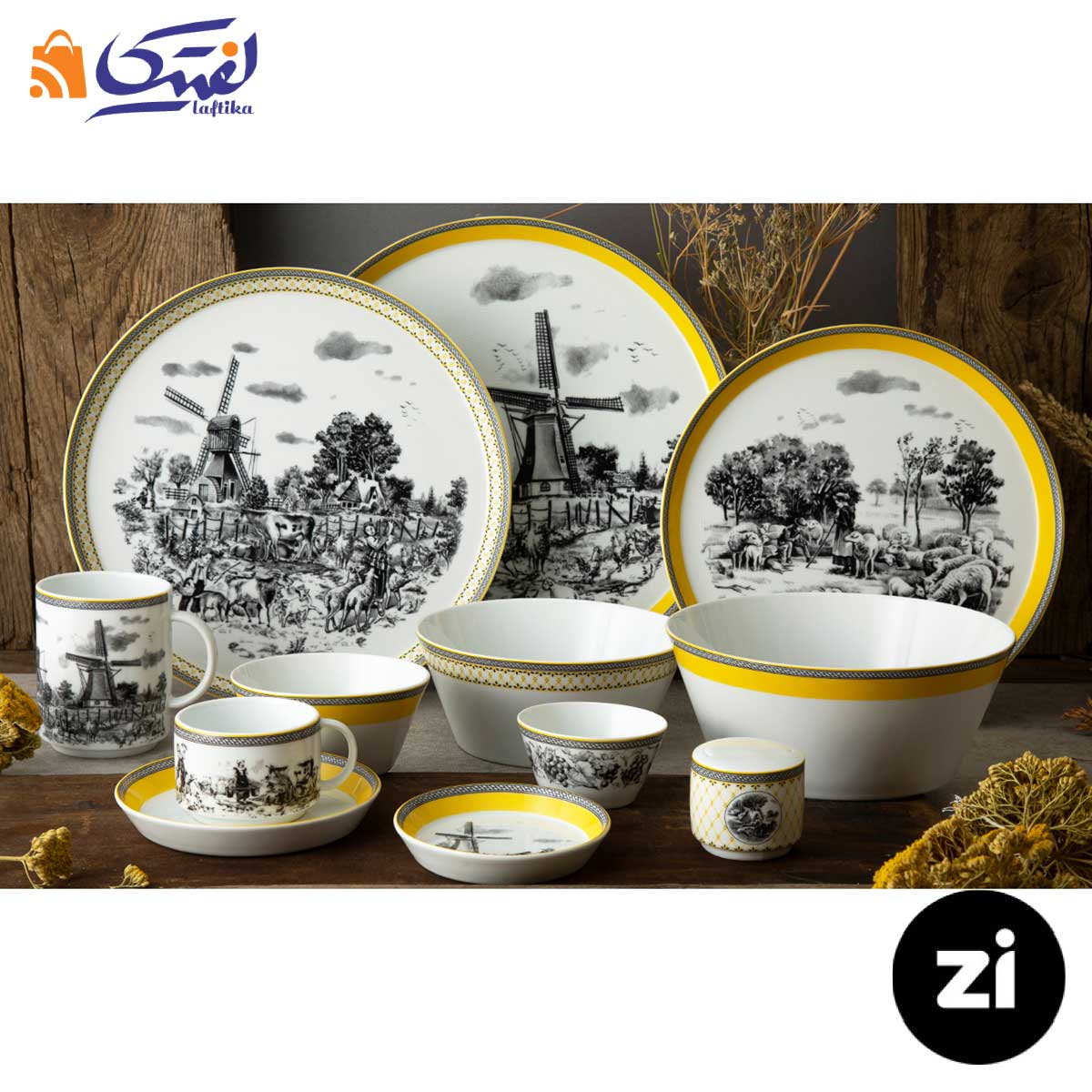 بشقاب تخت چینی زرین Zi فرم اس ویلیج سایز 27