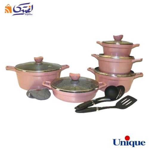 خرید سرویس قابلمه گرانیت 13 پارچه یونیک رزگلد - مدل کلاسیک UN-7897