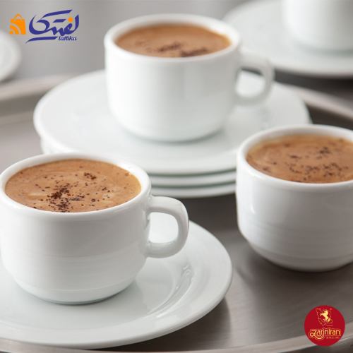 فنجان قهوه خوری 6 چینی زرین هتلی 49 سفید قطر 6.3