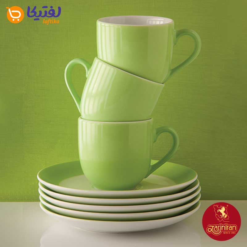 سرویس 12 پارچه قهوه خوری چینی زرین ایتالیا اف طرح پسته