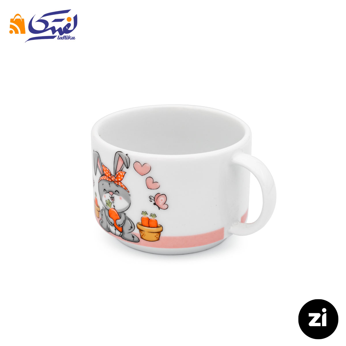 فنجان و نعلبکی چای خوری چینی زرین ZI فرم اس هپی ربیت 2 پارچه