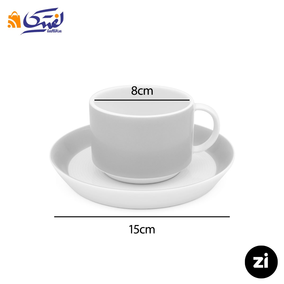فنجان و نعلبکی چای خوری چینی زرین ZI فرم اس پاستل سبز 2 پارچه