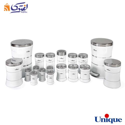 قیمت و خرید سرویس 18 پارچه کمر باریک خطی سفید استیل یونیک