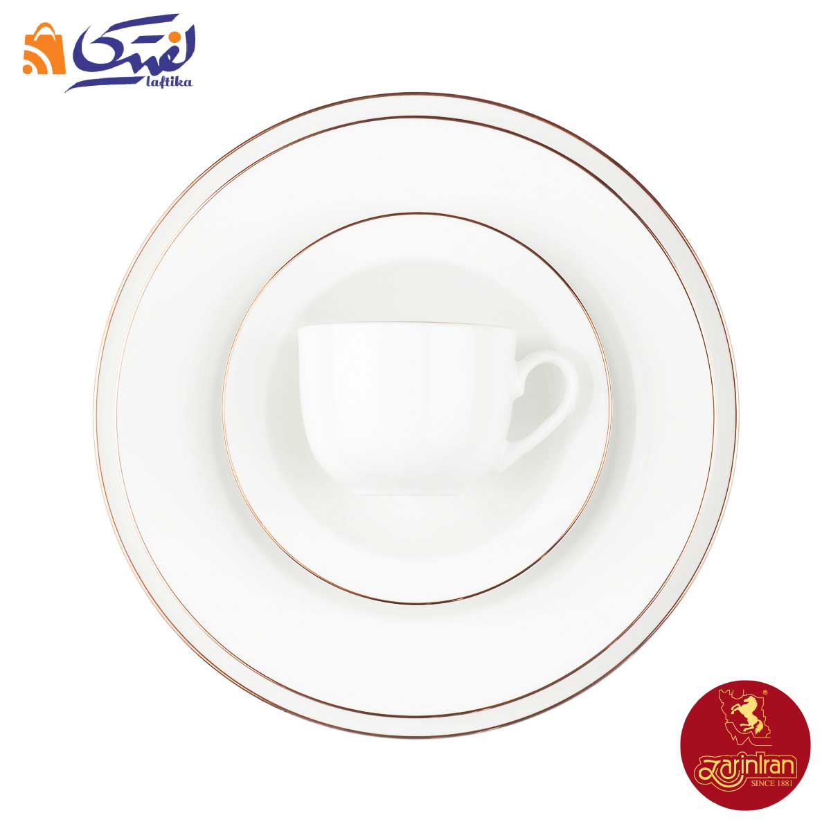 سرویس چینی زرین ایتالیا اف طرح زرین رزگلد 12 نفره 102 پارچه