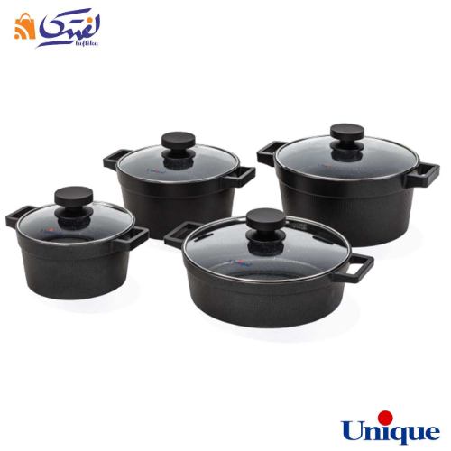 سرویس قابلمه 8 پارچه یونیک مدل دیاموند مشکی UN-8500