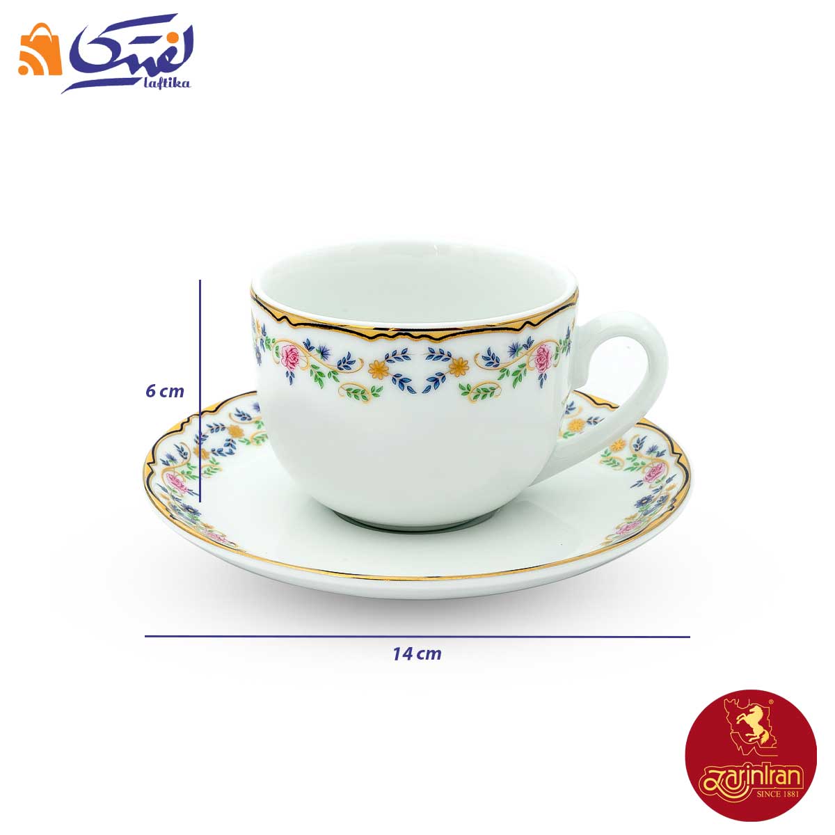فنجان و نعلبکی چای خوری گلستان چینی زرین 