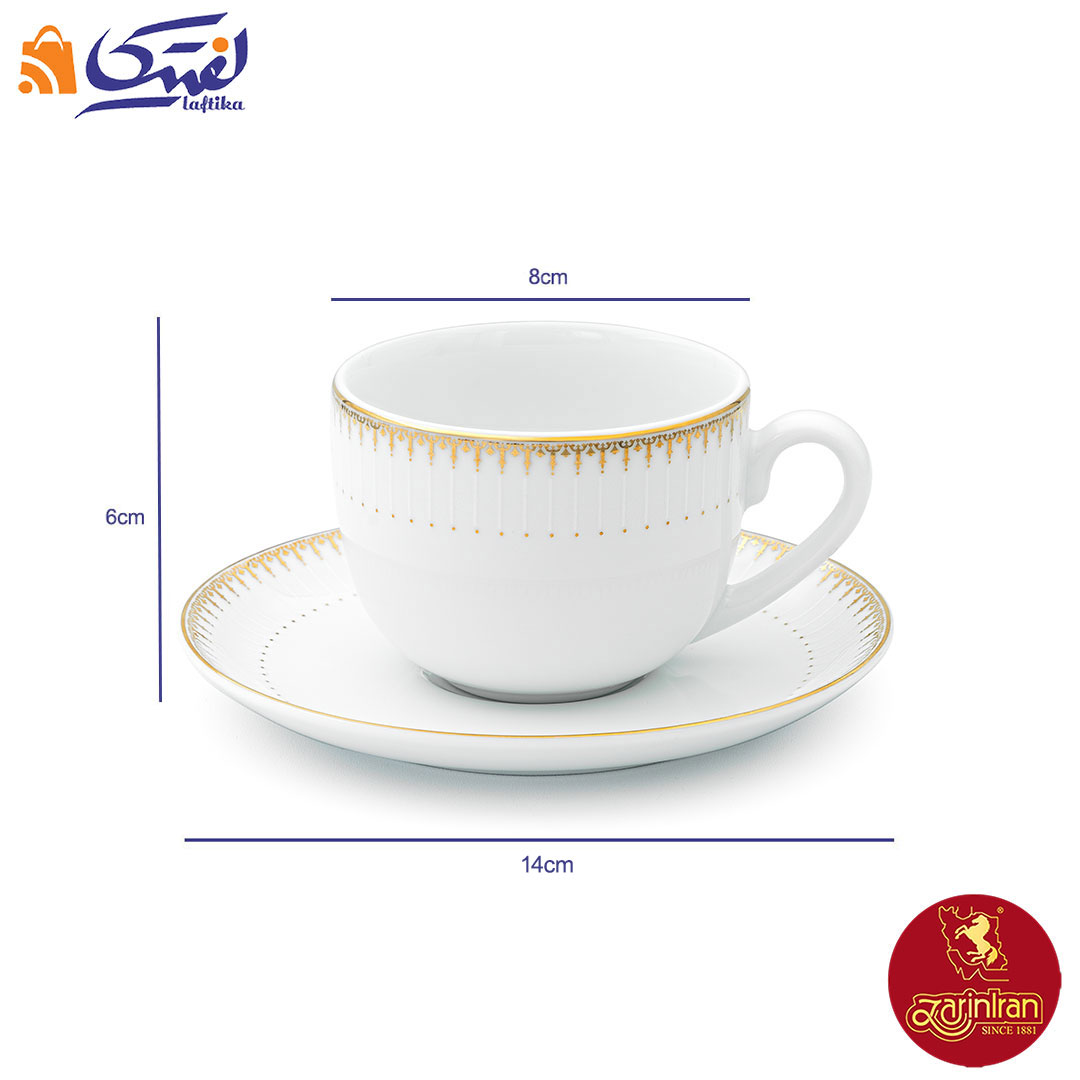 فنجان نعلبکی سپیدار چینی زرین