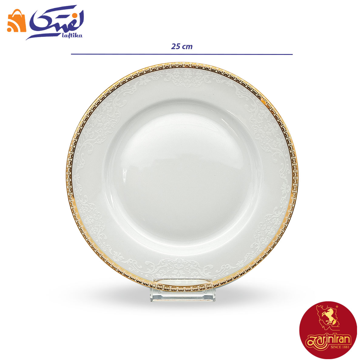 بشقاب-تخت-چینی-زرین-ایتالیا-اف-طرح-ریوا-طلایی-سایز 25