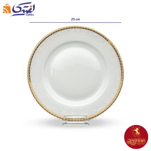 بشقاب-تخت-چینی-زرین-ایتالیا-اف-طرح-ریوا-طلایی-سایز 25
