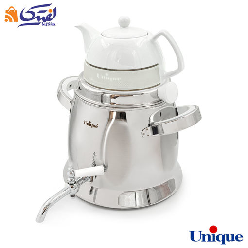 کتری و قوری یونیک 6 لیتر استیل شیردار شش ضلعی مدل UN-7232