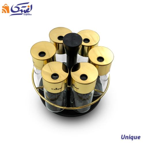 ست جا ادویه ای گردان استیل گرد 6 عددی یونیک مدل UN-1640