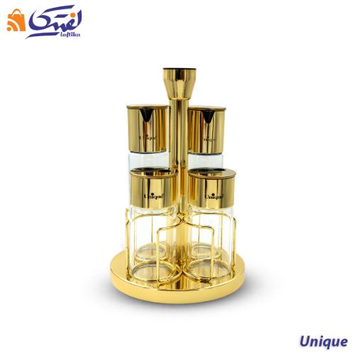 ست ظرف آبلیمو و روغن ریز استیل طلایی یونیک مدل UN-1638