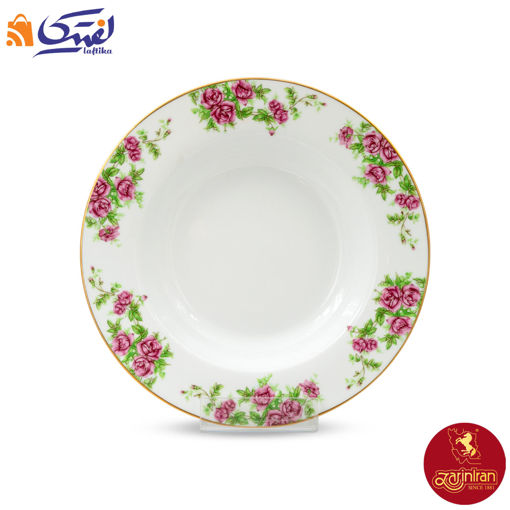 بشقاب گود چینی زرین ایتالیا اف طرح بیدگل سایز 22 - گل سرخی