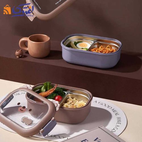 ظرف غذای خرسی ML-6261 استیل دو خانه 800 میلی لیتر