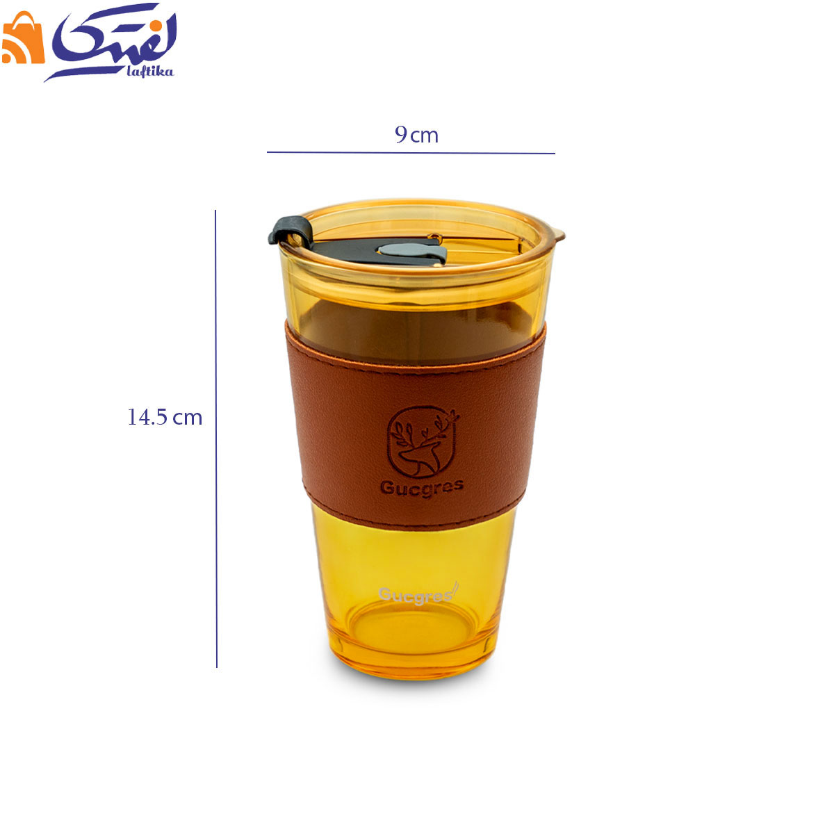 لیوان اسموتی چرمی گوزن نی دار 450 میلی لیتر