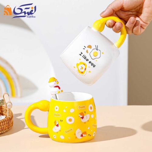 ماگ اردک درب دار سرامیکی همراه با قاشق