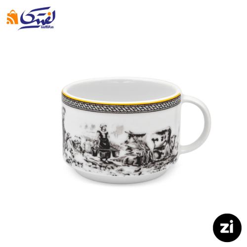 فنجان و نعلبکی چای خوری چینی زرین ZI فرم اس ویلیج 2 پارچه