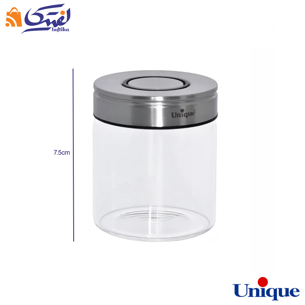 ظرف ادویه 7.5 سانتیمتر شیشه ای درب استیل یونیک UN-1728