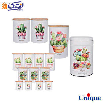 سرویس آشپزخانه یونیک 15 پارچه سفید کاکتوس ساده درب بامبو UN-8070