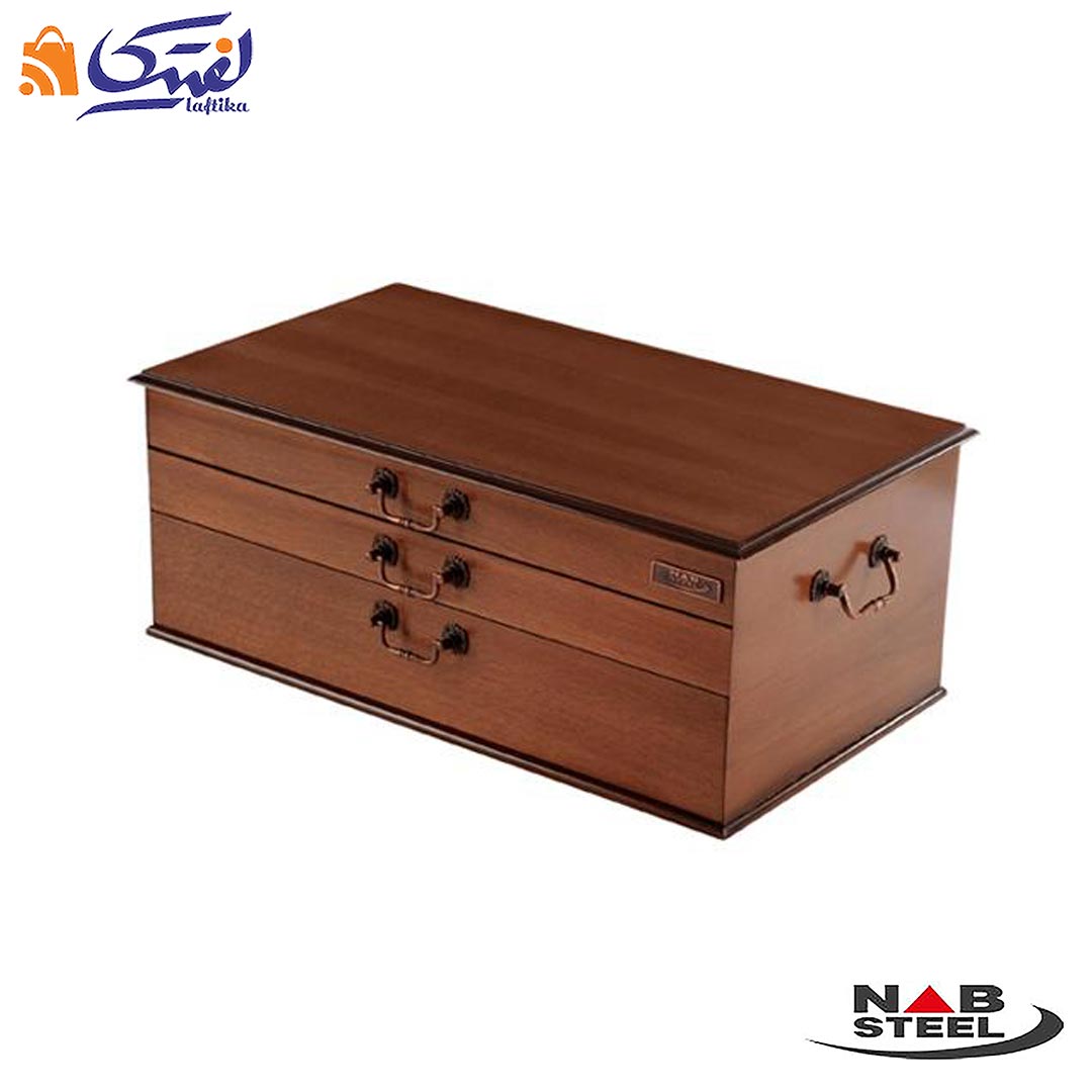 سرویس 116 پارچه ناب استیل جعبه چوبی