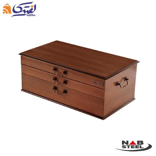 سرویس 116 پارچه ناب استیل جعبه چوبی