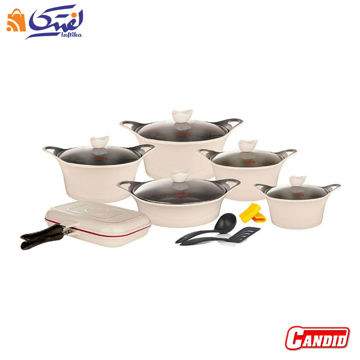 سرویس قابلمه 15 پارچه گرانیتی کاندید مدل کاپری کرم
