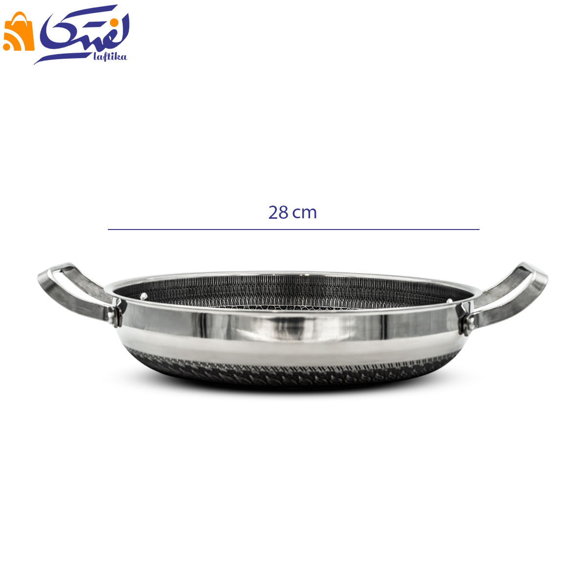 تابه استیل کربنی دو دسته مدل CC8016-28 بدون درب