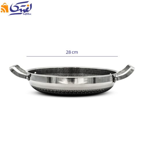 تابه استیل کربنی دو دسته مدل CC8016-28 بدون درب