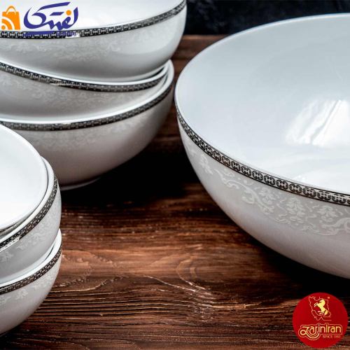 چینی زرین سرویس 13 پارچه پیاله طرح ریوا پلاتینی