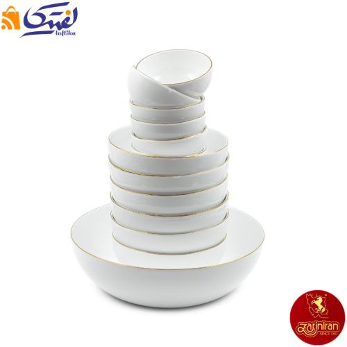 سرویس 13 پارچه پیاله چینی زرین ایتالیا اف طرح زرین لب طلایی