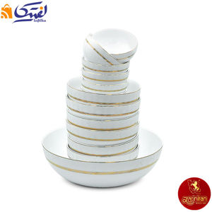 چینی زرین سرویس 13 پارچه پیاله ایتالیا اف طرح هدیه طلایی
