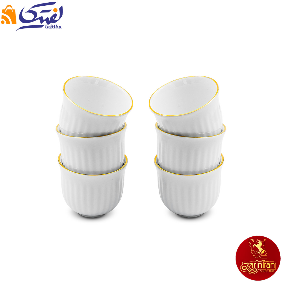 فنجان اسپرسو چینی زرین مدل مهران طرح زرین لب طلایی