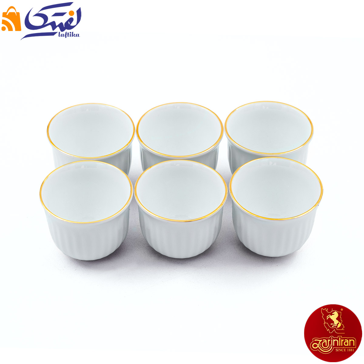 فنجان اسپرسو چینی زرین مدل مهران طرح زرین لب طلایی